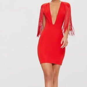 Red tassel shoulder dress